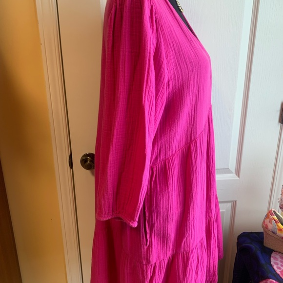 GAP vibrant Pink Midi Dress 100% cotton - Picture 3 of 9